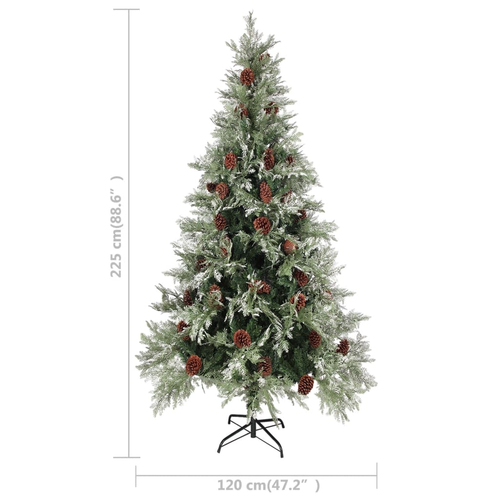 Christmas Tree With Pine Cones Green And White 225 Cm Pvc&Pe