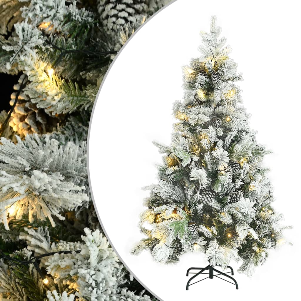Pre-Lit Christmas Tree With Flocked Snow&Cones 195 Cm Pvc&Pe