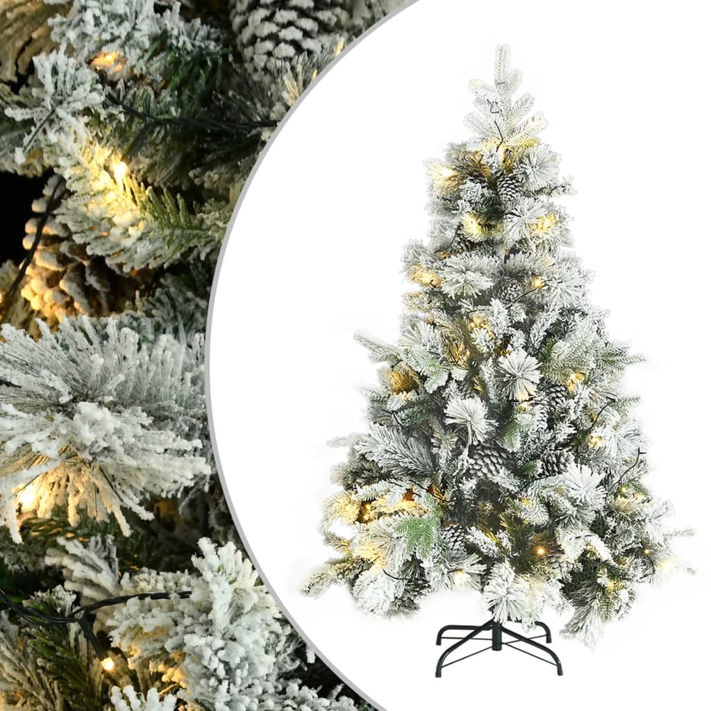 Pre-Lit Christmas Tree With Flocked Snow&Cones 195 Cm Pvc&Pe