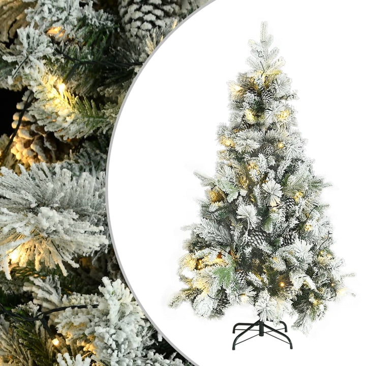 Pre-Lit Christmas Tree With Flocked Snow&Cones 195 Cm Pvc&Pe