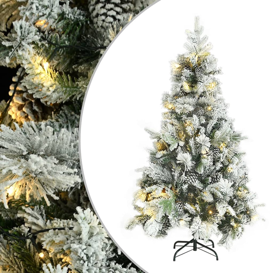 Pre-Lit Christmas Tree With Flocked Snow&Cones 195 Cm Pvc&Pe