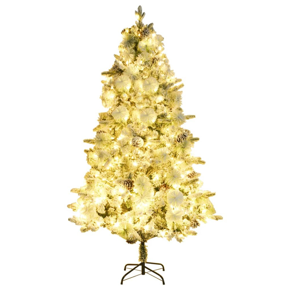 Pre-Lit Christmas Tree With Flocked Snow&Cones 195 Cm Pvc&Pe