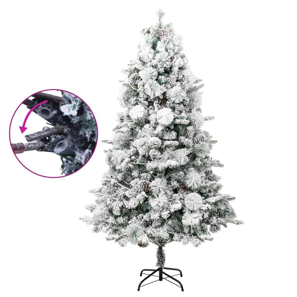 Pre-Lit Christmas Tree With Flocked Snow&Cones 195 Cm Pvc&Pe