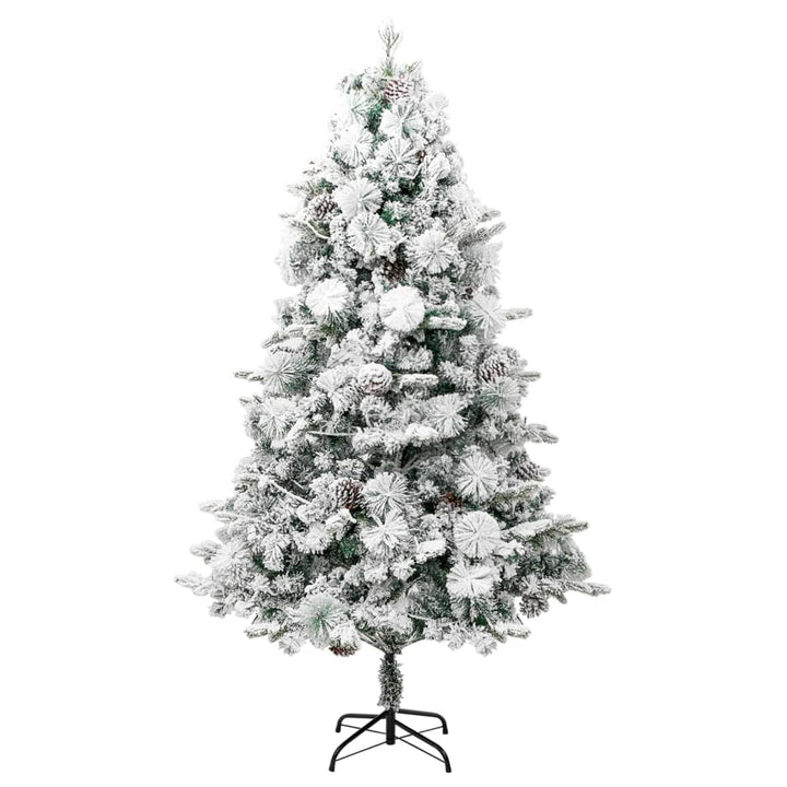 Pre-Lit Christmas Tree With Flocked Snow&Cones 195 Cm Pvc&Pe