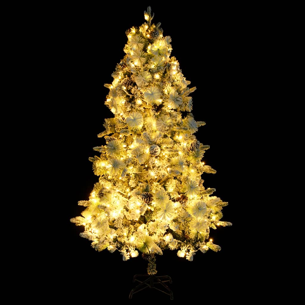 Pre-Lit Christmas Tree With Flocked Snow&Cones 195 Cm Pvc&Pe
