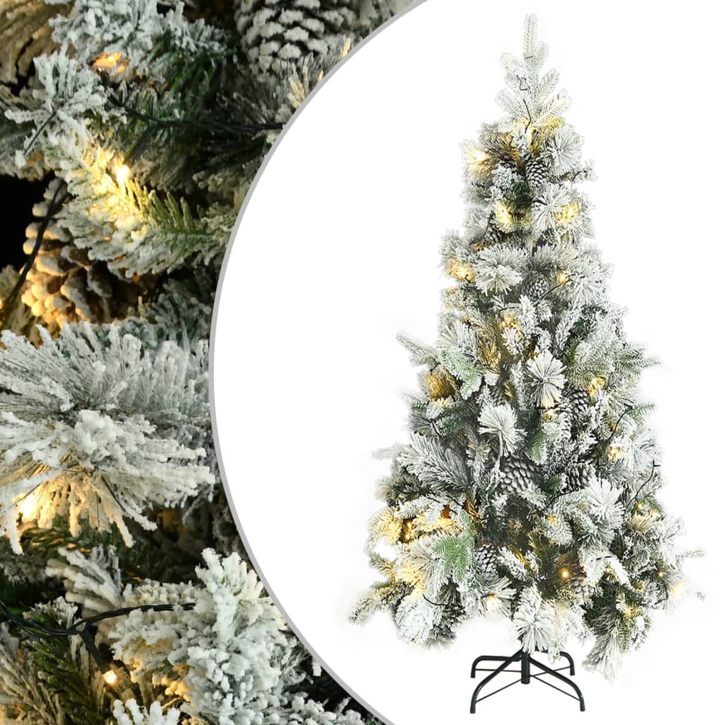 Pre-Lit Christmas Tree With Flocked Snow&Cones 195 Cm Pvc&Pe