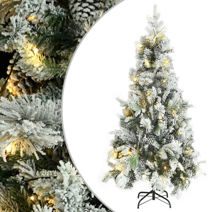 Pre-Lit Christmas Tree With Flocked Snow&Cones 195 Cm Pvc&Pe