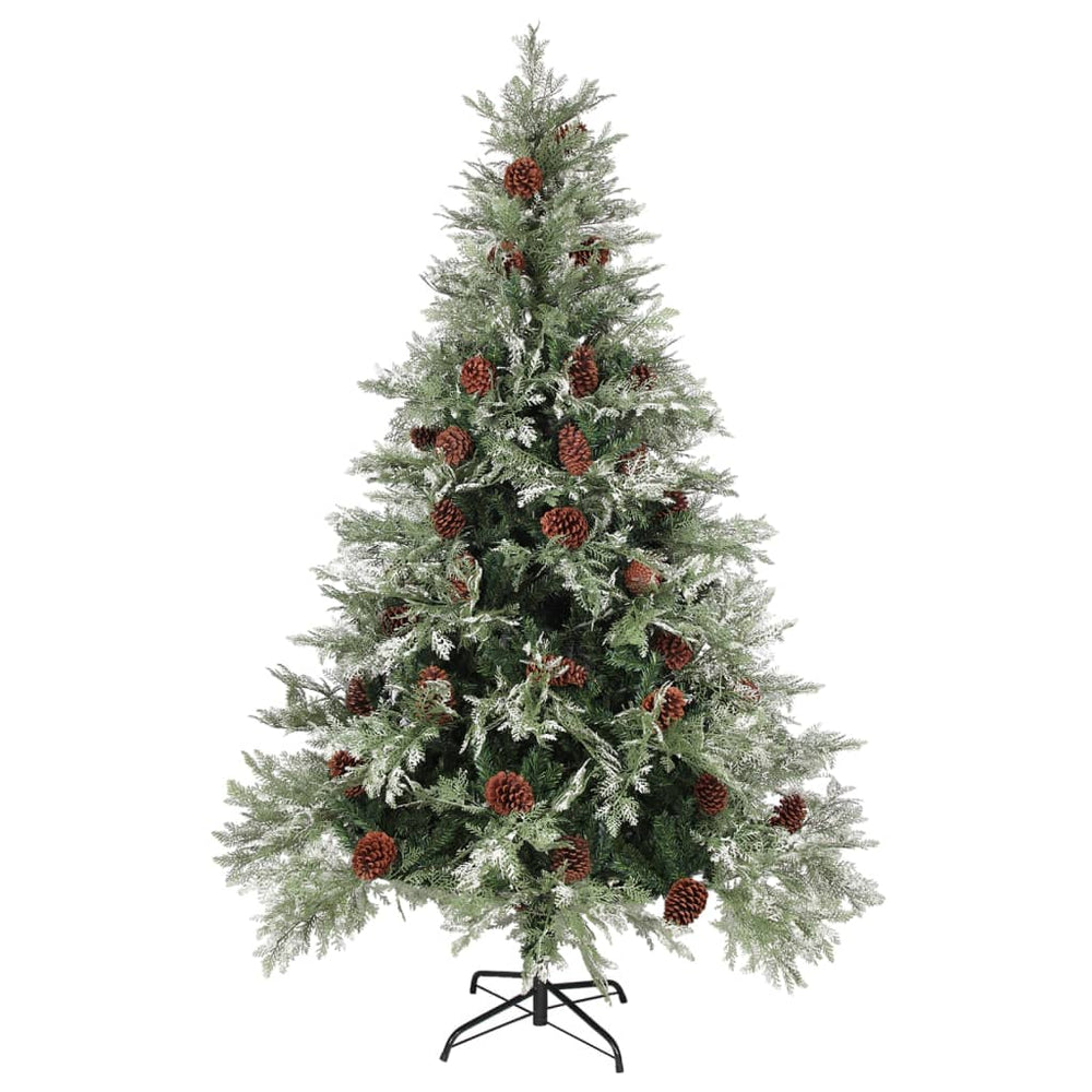 Pre-Lit Christmas Tree With Pine Cones Green&White 150 Cm Pvc&Pe