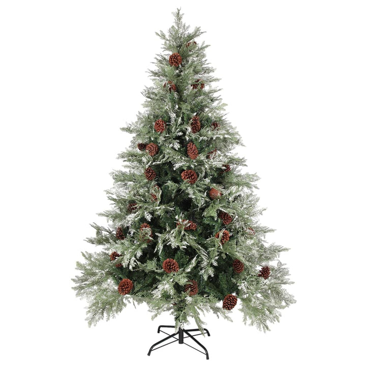 Pre-Lit Christmas Tree With Pine Cones Green&White 150 Cm Pvc&Pe