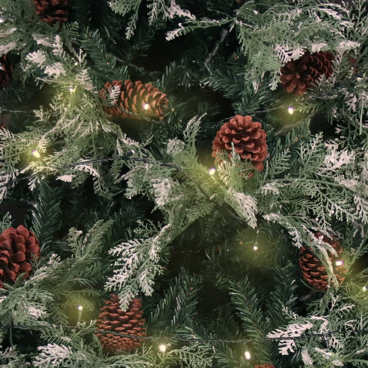 Pre-Lit Christmas Tree With Pine Cones Green&White 150 Cm Pvc&Pe