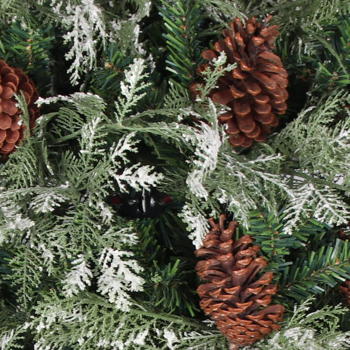 Pre-Lit Christmas Tree With Pine Cones Green&White 150 Cm Pvc&Pe