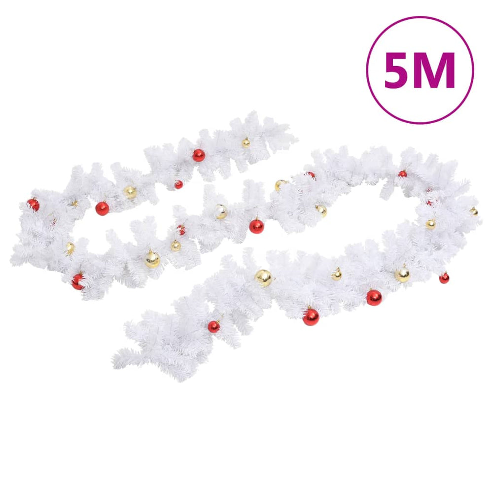 Christmas Garland Decorated With Baubles