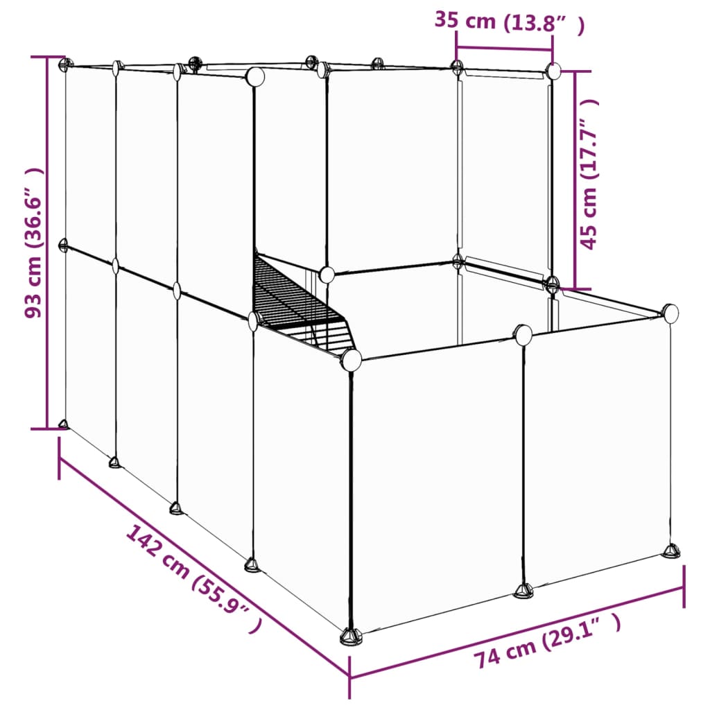 Small Animal Cage 142X74X93 Cm Pp And Steel