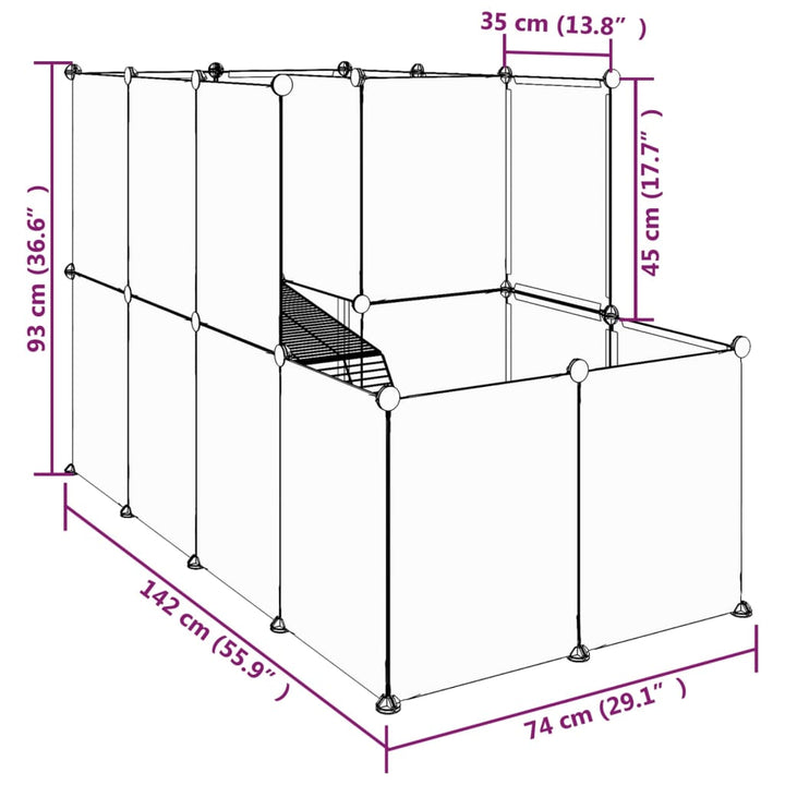 Small Animal Cage 142X74X93 Cm Pp And Steel