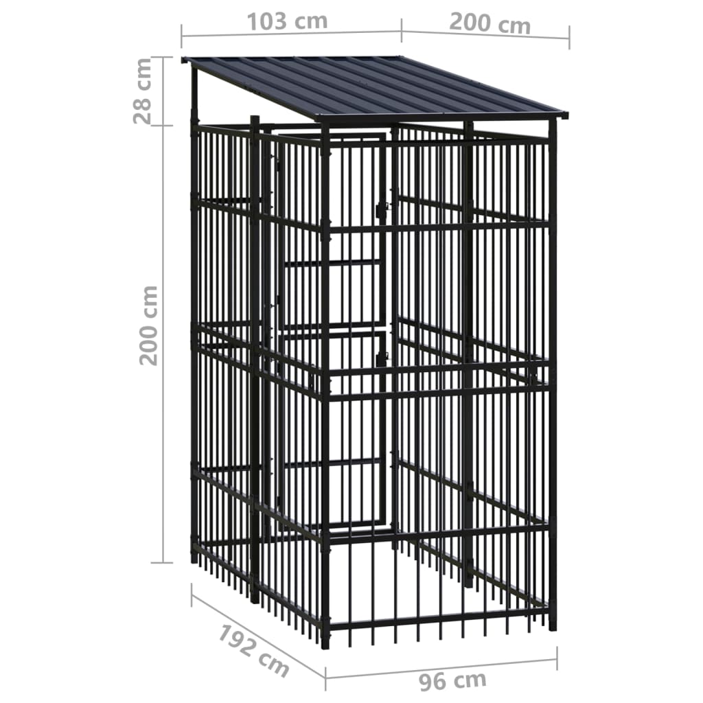 Outdoor Dog Kennel Steel 1.84 M²