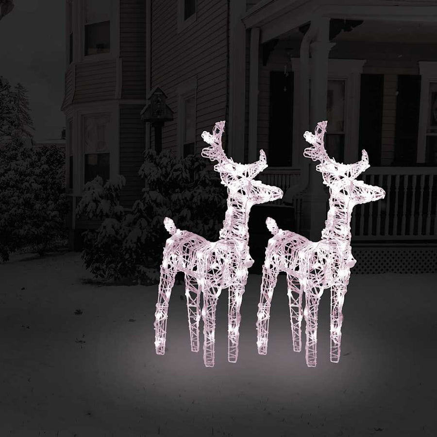 Christmas Reindeers 2 Pcs 80 Leds Acrylic