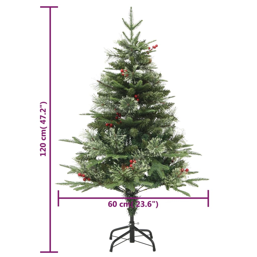 Pre-Lit Christmas Tree With Pine Cones Green 120 Cm Pvc&Pe