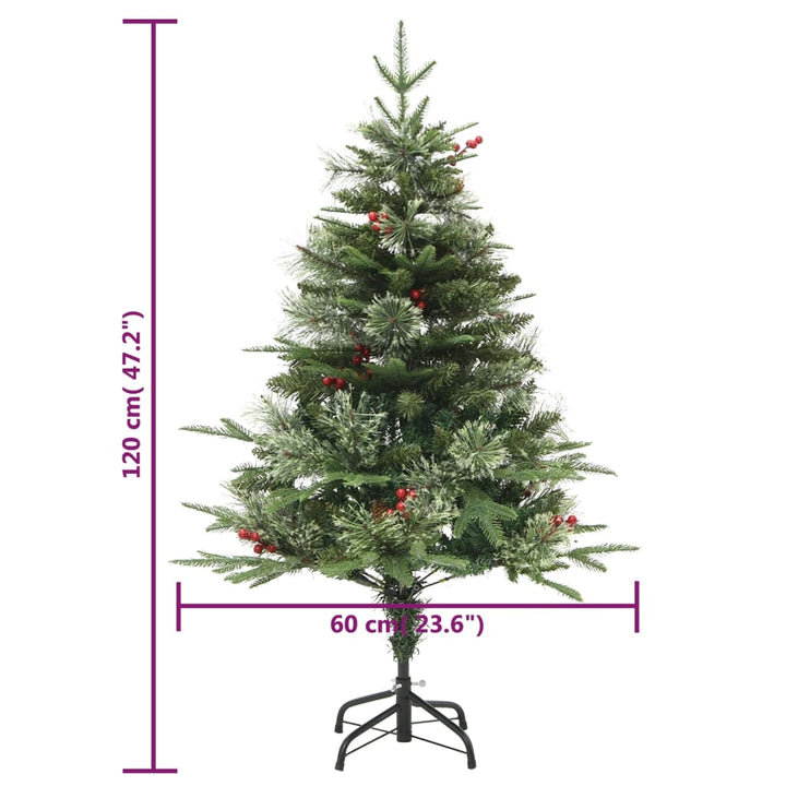 Pre-Lit Christmas Tree With Pine Cones Green 120 Cm Pvc&Pe