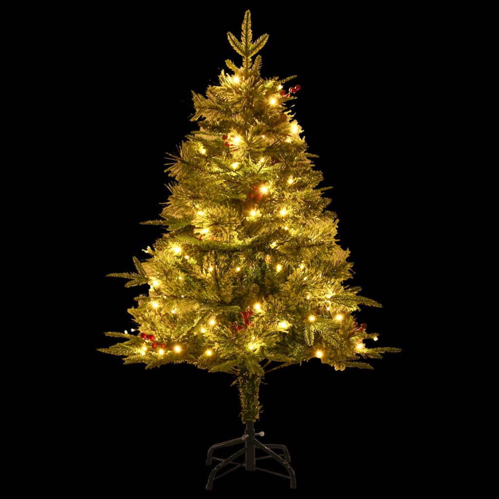 Pre-Lit Christmas Tree With Pine Cones Green 120 Cm Pvc&Pe