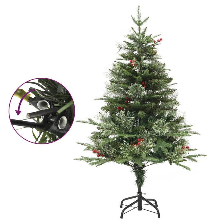 Pre-Lit Christmas Tree With Pine Cones Green 120 Cm Pvc&Pe