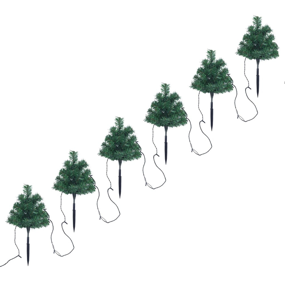 Christmas Pathway Trees 6 Pcs With Leds 45 Cm Pvc