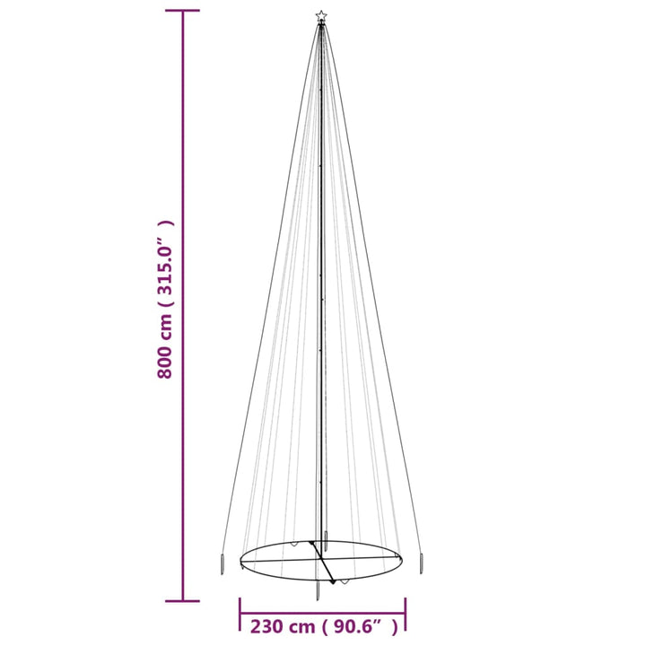 Christmas Cone Tree Warm White 1134 Leds 230X800 Cm