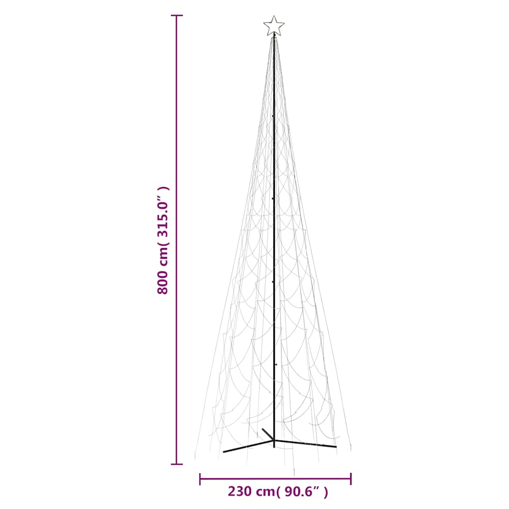 Christmas Cone Tree Warm White 1134 Leds 230X800 Cm