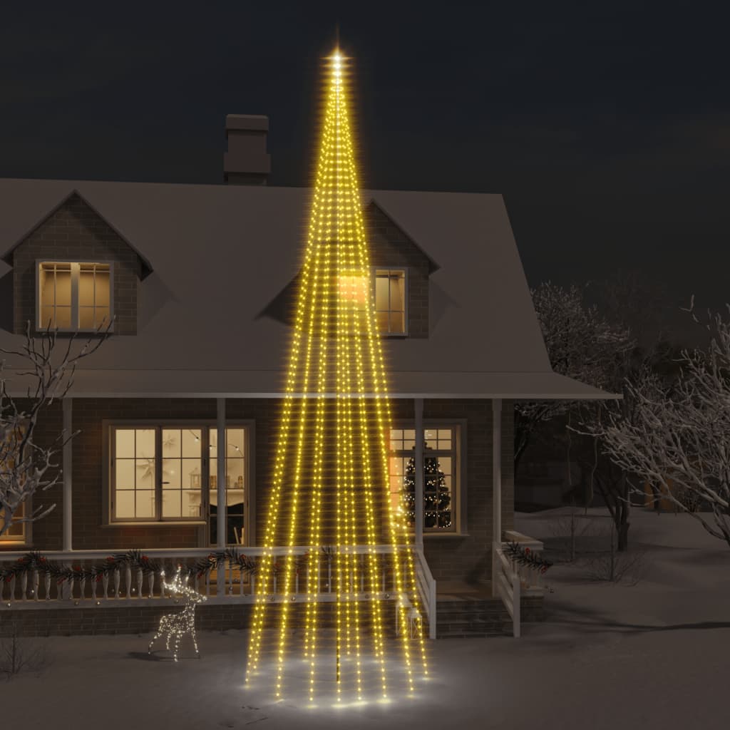 Christmas Tree On Flagpole Warm White 732 Leds 500 Cm