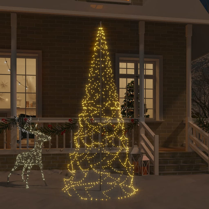 Christmas Tree On Flagpole Warm White 732 Leds 500 Cm