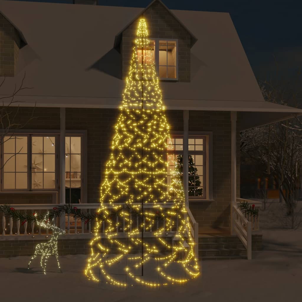 Christmas Tree On Flagpole Warm White 732 Leds 500 Cm