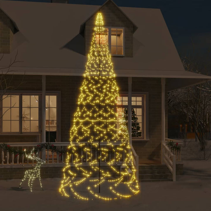 Christmas Tree On Flagpole Warm White 732 Leds 500 Cm