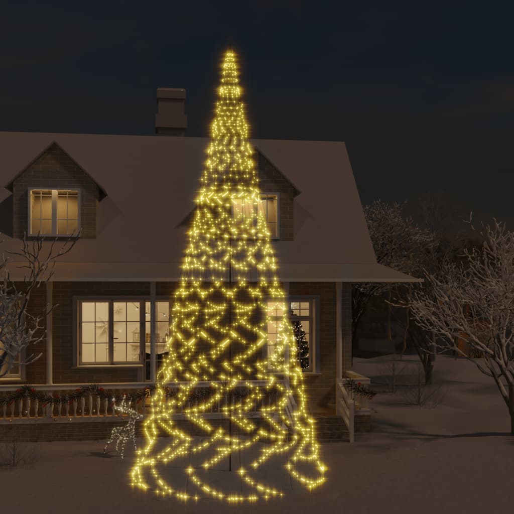 Christmas Tree On Flagpole Warm White 732 Leds 500 Cm