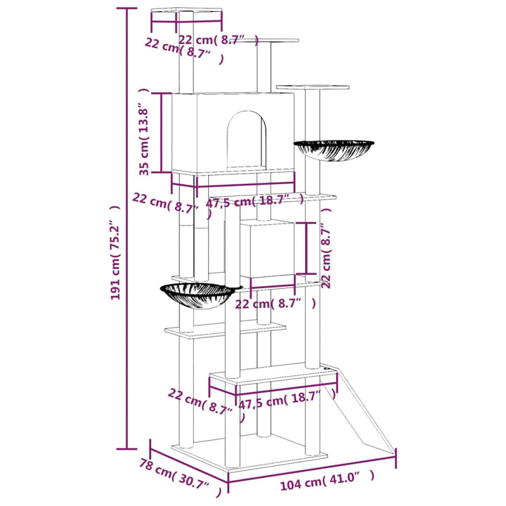 Cat Tree With Sisal Scratching Posts 191 Cm