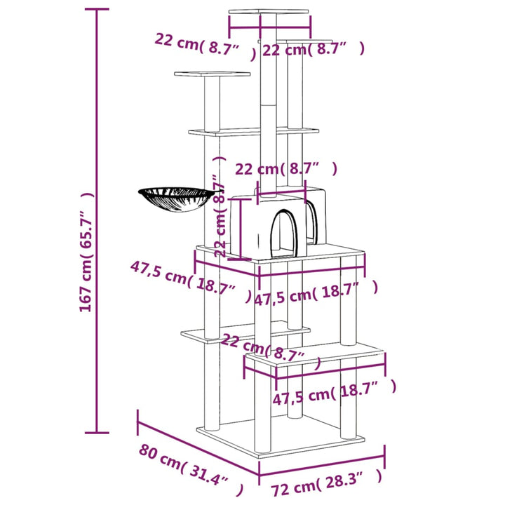 Cat Tree With Sisal Scratching Posts 167 Cm