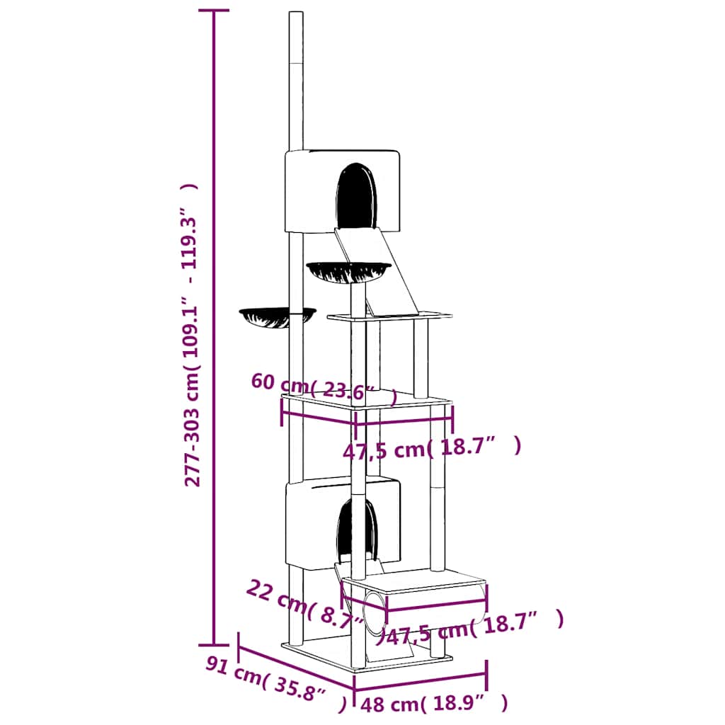 Floor To Ceiling Cat Tree 277-303 Cm