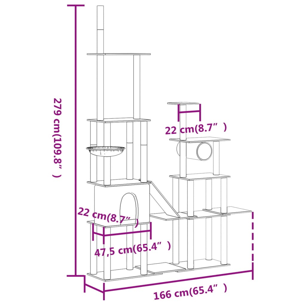 Cat Tree With Sisal Scratching Posts 279 Cm