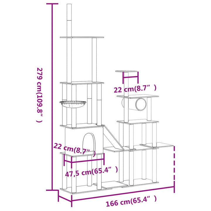 Cat Tree With Sisal Scratching Posts 279 Cm