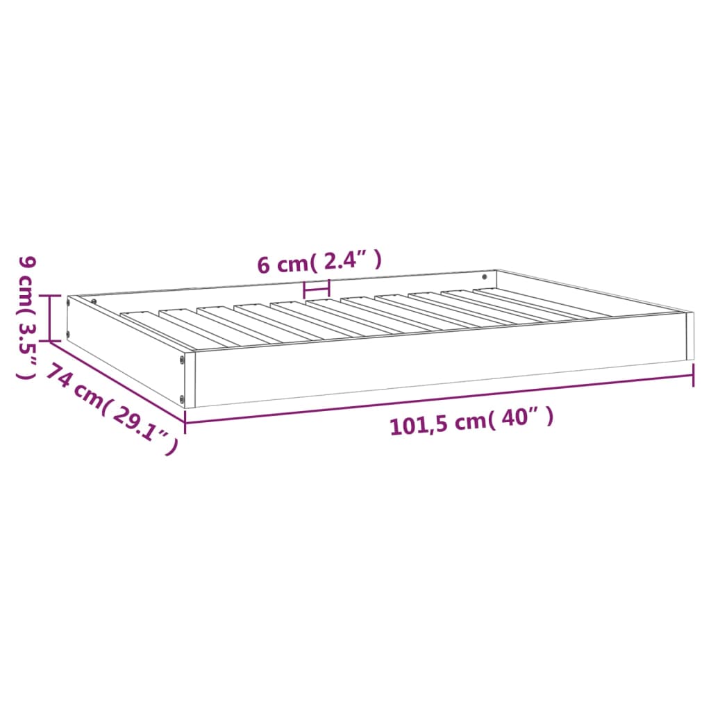 Dog Bed 101.5X74X9 Cm Solid Wood Pine