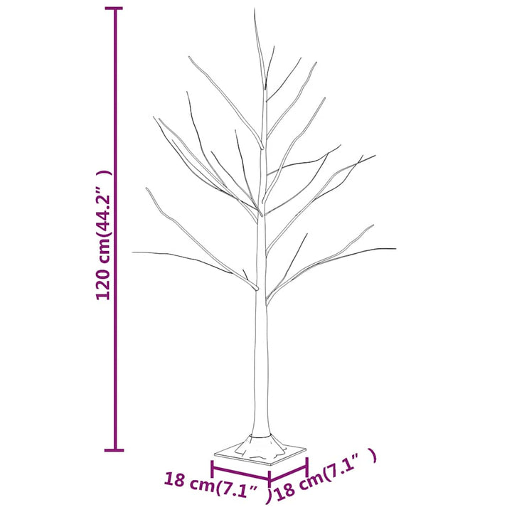 Led White Birch Tree Warm White 48 Leds