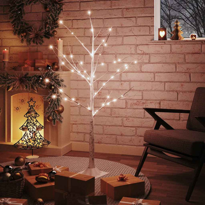 Led White Birch Tree Warm White 48 Leds