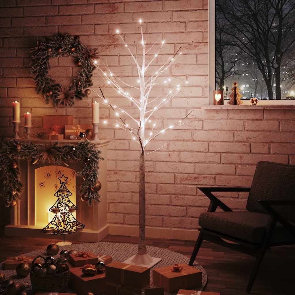 Led White Birch Tree Warm White 48 Leds