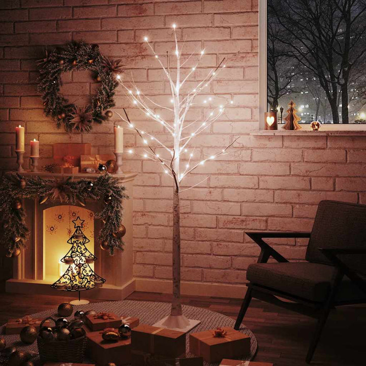 Led White Birch Tree Warm White 48 Leds