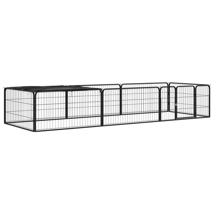 36-Panel Dog Playpen Black 100X50 Cm Powder-Coated Steel