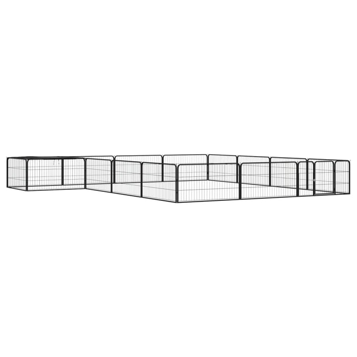 36-Panel Dog Playpen Black 100X50 Cm Powder-Coated Steel