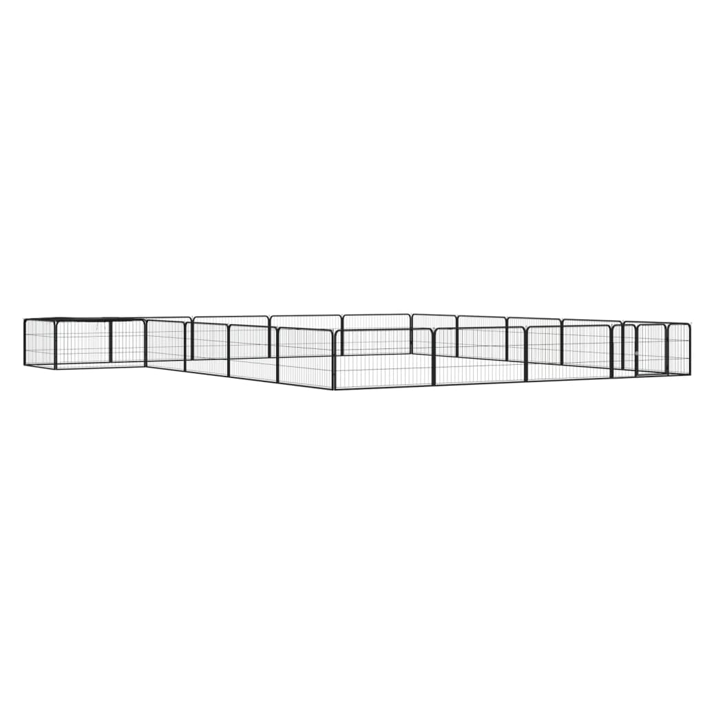 36-Panel Dog Playpen Black 100X50 Cm Powder-Coated Steel
