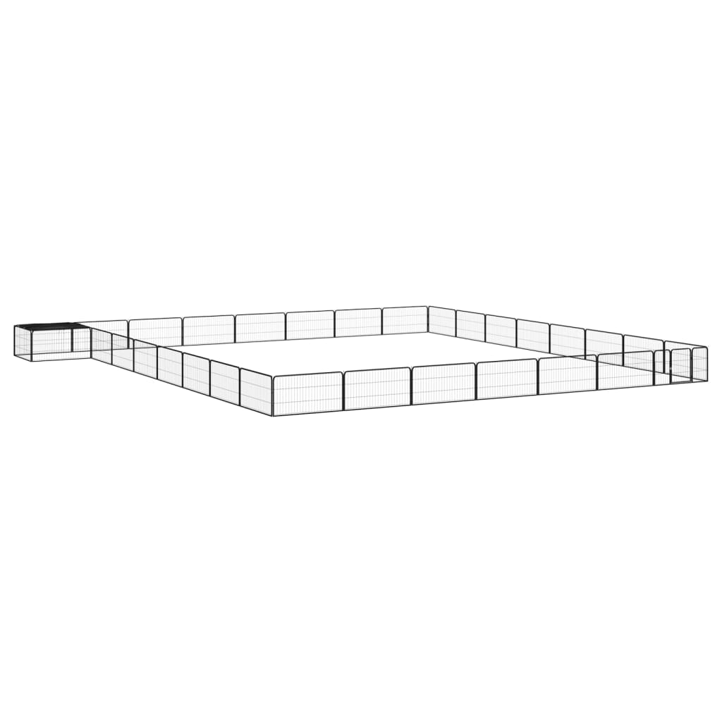 36-Panel Dog Playpen Black 100X50 Cm Powder-Coated Steel