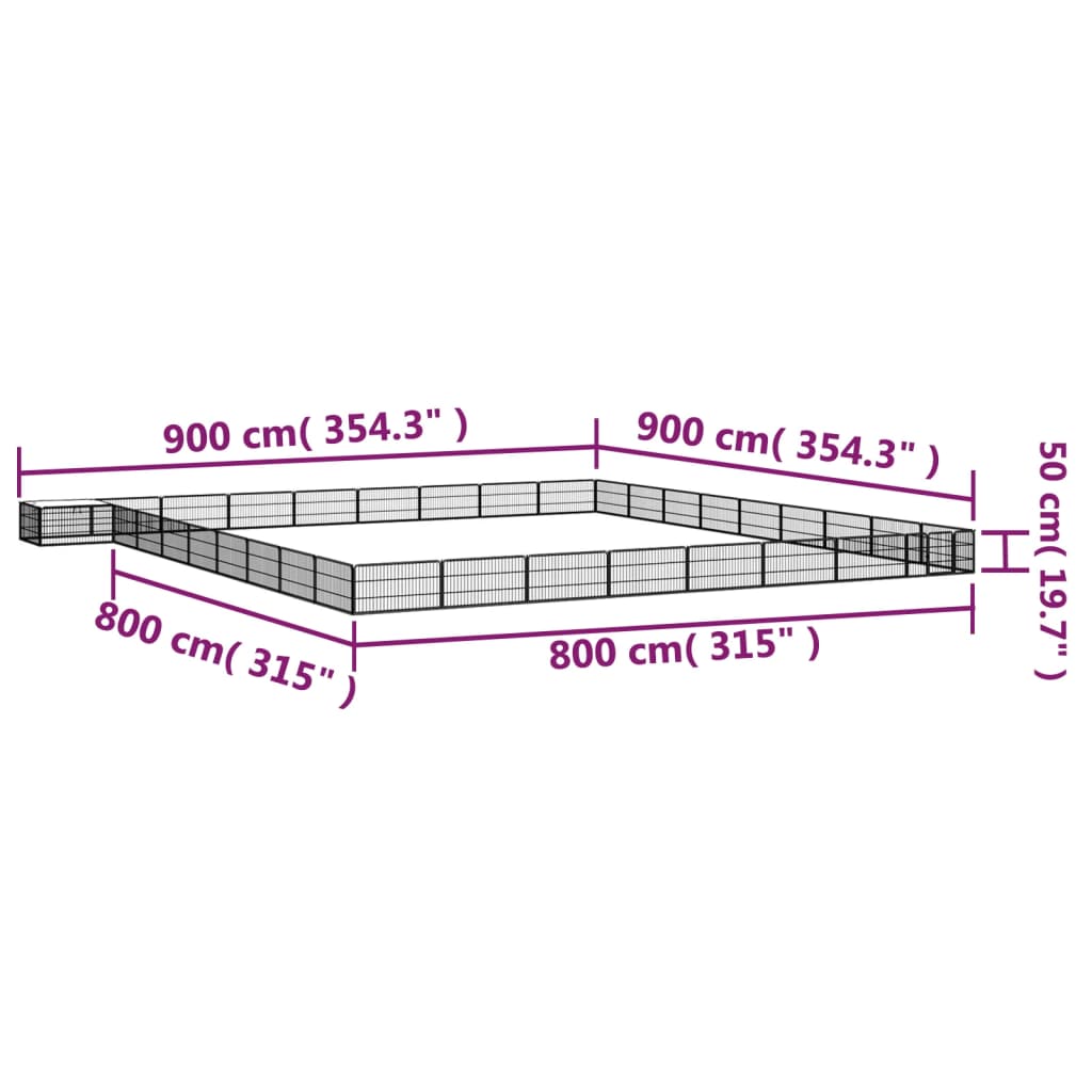 36-Panel Dog Playpen Black 100X50 Cm Powder-Coated Steel