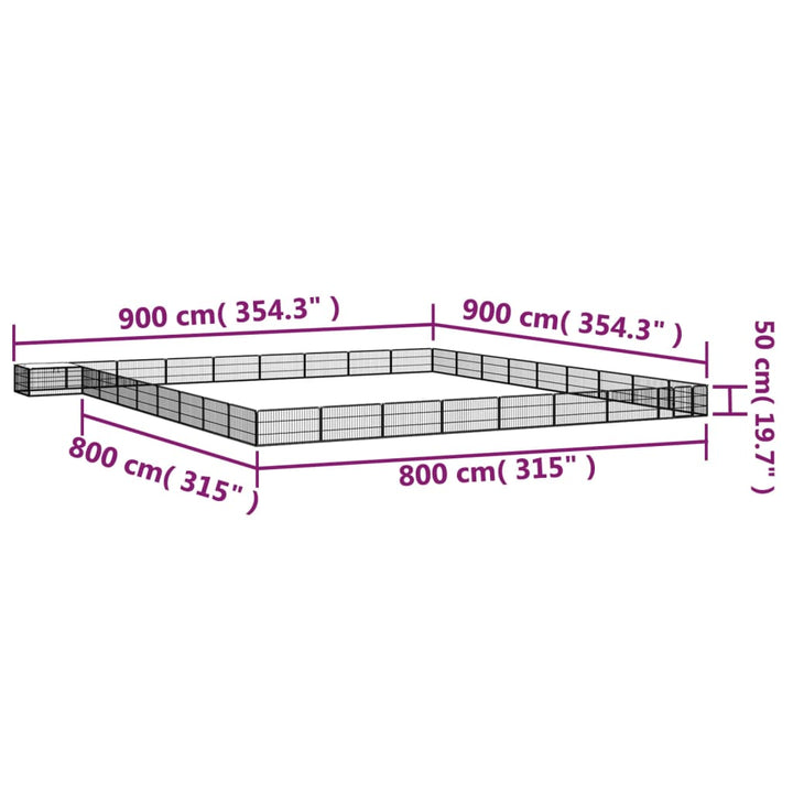 36-Panel Dog Playpen Black 100X50 Cm Powder-Coated Steel