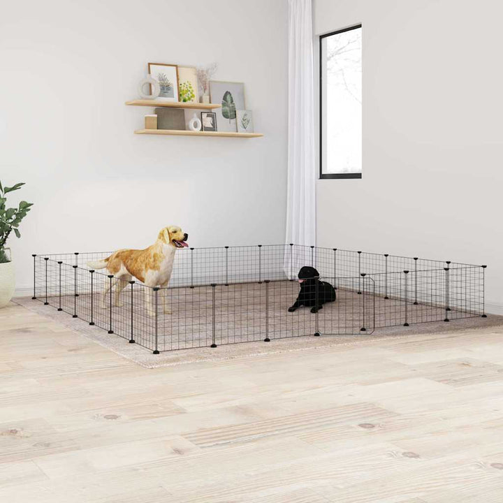 8-Panel Pet Cage Black 35X35 Cm Steel