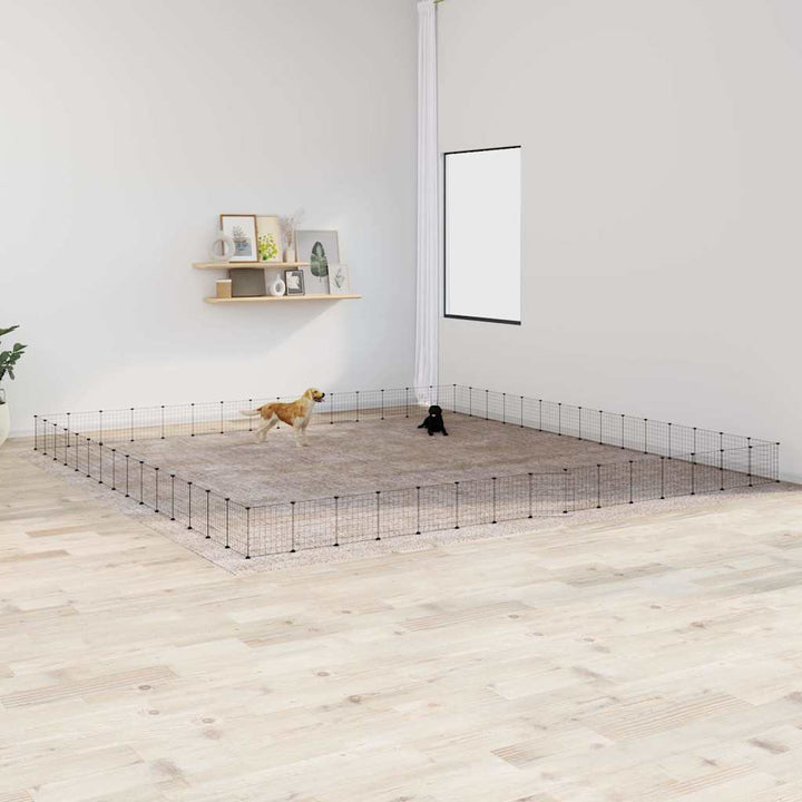 8-Panel Pet Cage Black 35X35 Cm Steel